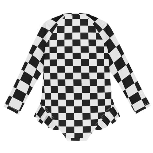 Image of Girls One Piece Swimsuits Long Sleeve Swimsuit Zipper Bathing Suits Swimwear