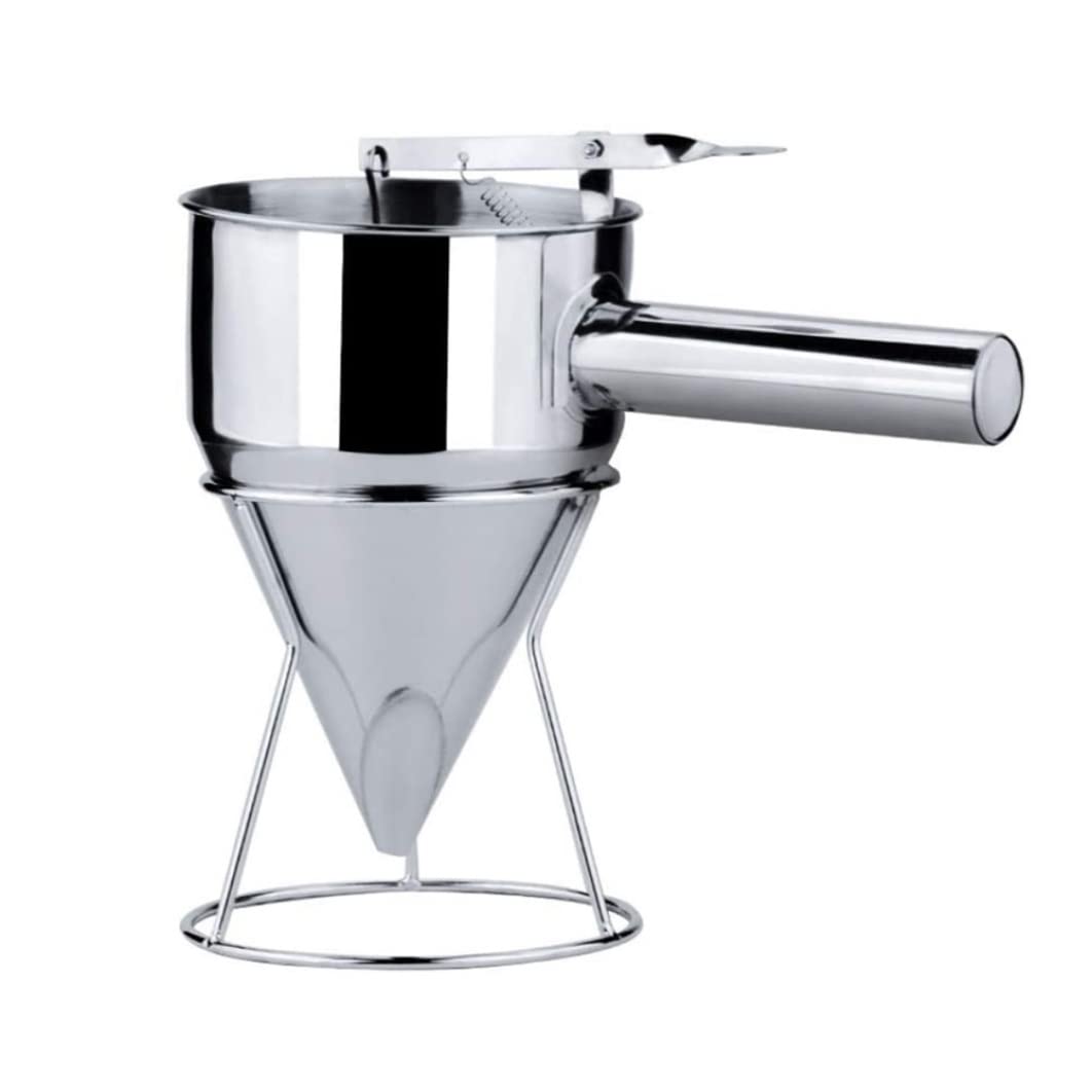 Stainless Steel Piston Funnel Octopus Balls Funnel Batter Dispenser with Rack Handle