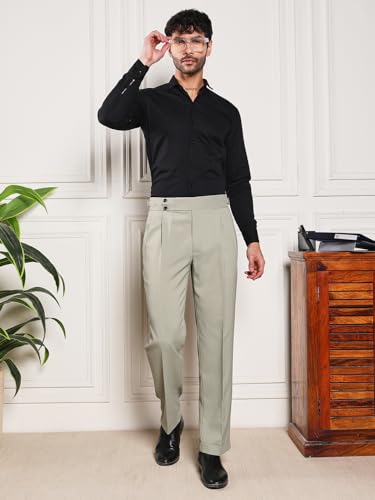Image of Gurkha Pants for Men | Trouser for Men | Formal Pant | Double Button | Loose Fit Trouser High Waist Pleated Casual Trousers | Vintage Straight Leg Pants for Office Smart Casual Travel Party
