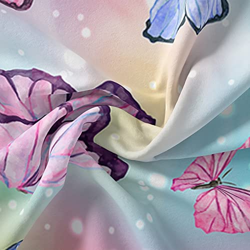 Bailipromise Colorful Butterfly 4 Piece Kids Sheets Full Size Butterfly Girl Bedding Sheet Set Tie Dye Printed Flat Sheet Fitted Sheet With 16" Deep Pocket,100% Microfiber Ultra Soft Skin Friendly #TOP4