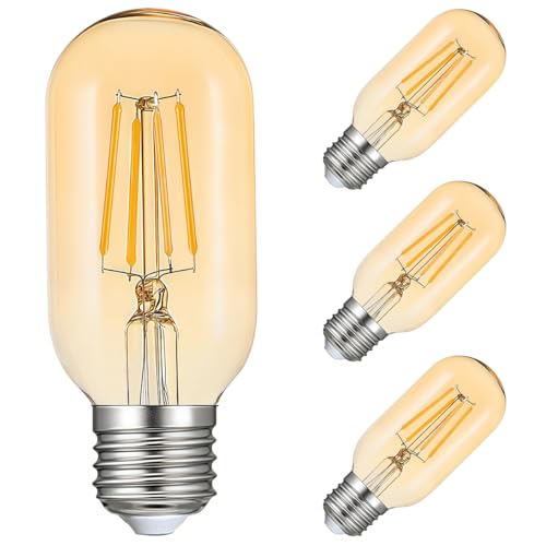 La Mejor Recopilación de Foco vintage - los preferidos. 43 NICLY 4Pcs Focos LED E26, 4W T45, Luz Cálida de 2700K Bombillas Retro, Ámbar Tinte Bombillas Tubulares, Focos Vintage para Lámpara de Techo, Lámpara de Escritorio, Bar,...