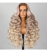 TESLAL Ash Blonde Wig Wear and Go Glueless Human Hair Blend Wig Pre Plucked Pre Cut Lace 6X6 Body...
