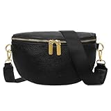 GAEKEAO Crossbody Bags for Women Fashion Sling Purse Fanny Pack Leather Belt Bum Bag Chest Shoulder Bag for Travel Black
