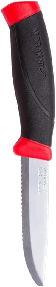 Morakniv Companion Cuchillo de rescate dentado con hoja de acero inoxidable Sandvik, 3,9 pulgadas, naranja