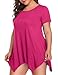 BELAROI Womens Basic Solid Loose Fit Short Sleeve Tunic T Shirt (3X,Rosepink)