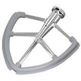 6QT Stainless Steel Flex Edge Beater for KitchenAid Mixer Professional 6 & 7Quart, Paddle Attachment for Kitchen Aid Accessories KD2661X, KP2671X with Silicone Edges Scraper, Dishwasher Safe