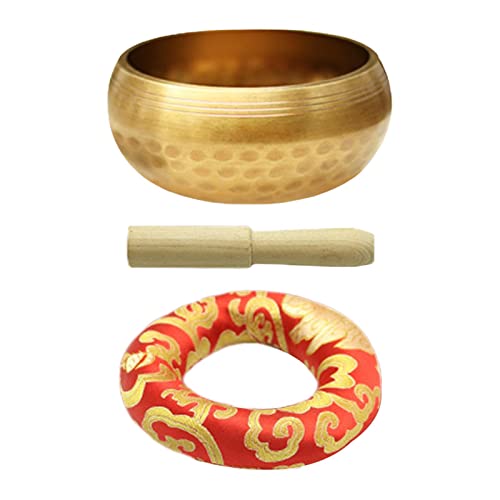 KLKCMS Conjunto de tigela de canto tibetana, artesanato de martelo de madeira de cobre, tigelas deco