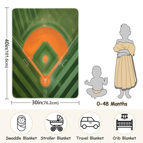 Image of Baseball Field Baby Blanket Cotton Cozy Throw Blanket Warm Nursery Swaddle Receiving Toddler Blankets 30 inch x 40