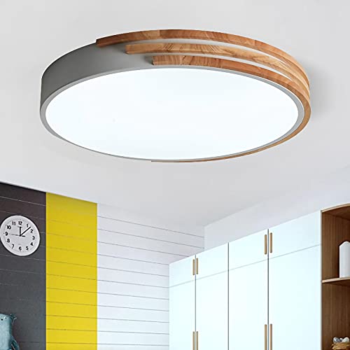 24W Lámpara de Techo LED, 4200LM Moderna Madera Cuadrada Plafon Techo LED Luz Techo LED Para Habitacion Cocina Sala de Estar Dormitorio Pasillo Comedor Balcón Oficina,Blanco Cover
