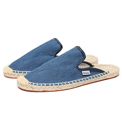 Mintzice Men's Solid Comfortable Slip On Canvas Espadrilles Mules Blue 8 Us #TOP5