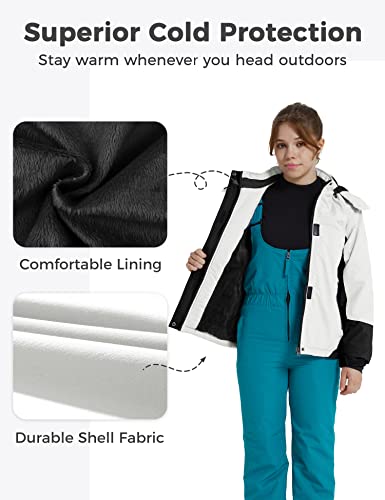 Wantdo Giacca da sci da ragazza impermeabile giacca da neve calda cappotto invernale antivento giacca isolante in pile giacca da snowboard da montagna