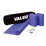 Valeo Yoga Kit, Includes 24-inch by 68-inch Sticky Mat, 72-inch Woven Cotton Strap With Buckle, 2 Firm Foam Blocks, Nylon Tote Bag, And Yoga Instruction Wall Chart