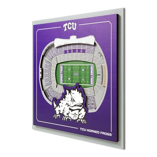 YouTheFan Officially-licensed NCAA TCU Horned Frogs Stadium Series 3D Wall Art - multi-layer team stadium replica, detailed sports fan gift, indoor decor