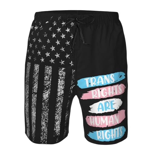 Trans Rights are Human Rights Transgender Men's Swim Trunks Quick Dry Board Shorts Pockets Swimsuit Swimwear for Men4