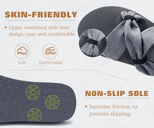 Image of KuaiLu Womens Dressy Bow Sandals Arch Support Yoga Foam Cushion Comfortable Walking Slides Open Toe Summer Beach Indoor Outdoor Slippers