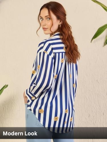 Image of Leriya Fashion Tops for Woman | Casual Top for Women Stylish Western Outfit | Collared Button Shirt for Women Oversized | Girls Professional Shirt for Office and Daily Outfit