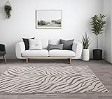 Altura del pelo: 9 mm Lord of Rugs Nova NV27 - Alfombra para dormitorio, sala de estar, safari, diseño de rayas de piel de cebra, alfombra grande de 160 x 230 cm