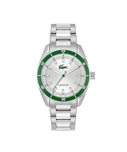 Lacoste Boston Men’s Quartz Watch - Bracelet, Sunray Dial, Aluminum Bezel, Contemporary Three-Hand Design - Modern, Sporty Timepiece - Gift for Him 39mm