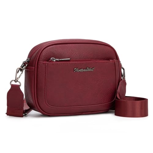 Image of Montana West Crossbody Bags for Women Cow Print Purse Triple Zip Shoulder Handbags with Wide Strap