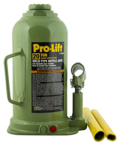Image of Pro-Lift Welded Bottle Jack 20 Ton - (40,000 Lbs) Capacity Hydraulic Lifting with Side Pump Two-Piece Handle
