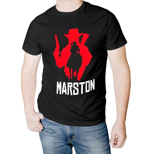 Stampa resistente ai lavaggi Marston Redemption - Maglietta in cotone a maniche corte, colore: Nero, XL, Nero , M