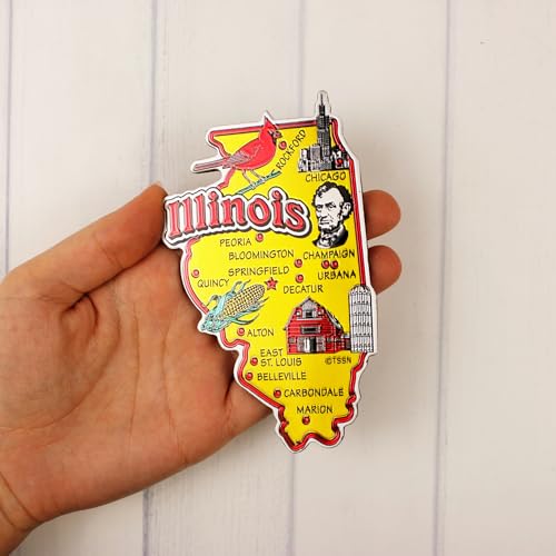 Imán Decorativo Estado Illinois 2.6x4.4 pulgadas miniatura 4