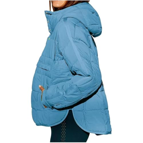 SenyaJumf Women's Cozy Beige Oversized Hooded Puffer Jacket - Lightweight & Packable for Winter Adventures - Image 5