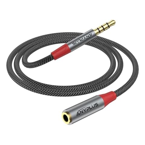 ANYPLUS Headphone Extension Cable, Male to Female 3.5 mm Extension Cable Gold-Plated and Fish Wire Braided Aux Extension Cable, Aux Cord Extender Compatible with iPad Smartphones Tablets[6.6FT/2M] Cover