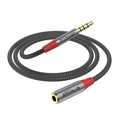 ANYPLUS Headphone Extension Cable, Male to Female 3.5 mm Extension Cable Gold-Plated and Fish Wire Braided Aux Extension Cable, Aux Cord Extender Compatible with iPad Smartphones Tablets[16FT/5M]