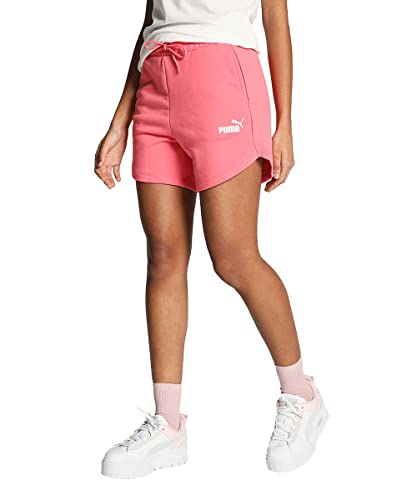 Image of Puma Women's ESS High Waist Shorts | Comfortable Cotton-Blend High Waist Knitted Shorts for Women | Ribbed Waistband | Ideal for Gym, Travel & Everyday Wear