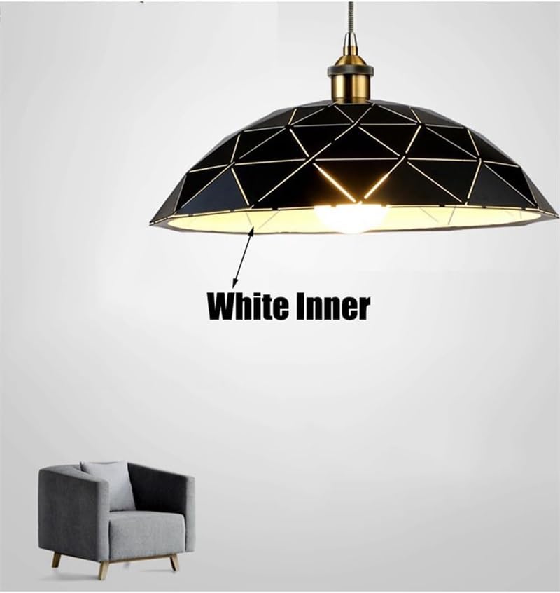Lampe suspendue rétro chic blanche E27 lustre en fer cage vintage - 2