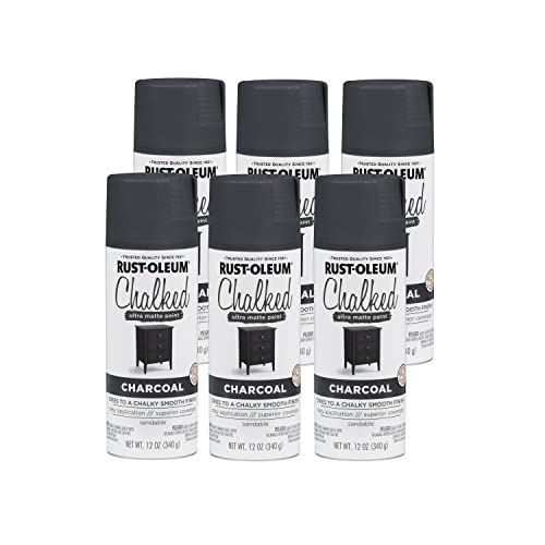 Image of Rust-Oleum Charcoal Chalked All-in-One Ultra Matte Spray Paint | One Coat Coverage | No Primer, Sanding, Or Topcoat Needed | Easy Spray Application | Made in USA | 12 OZ | 6 Pack