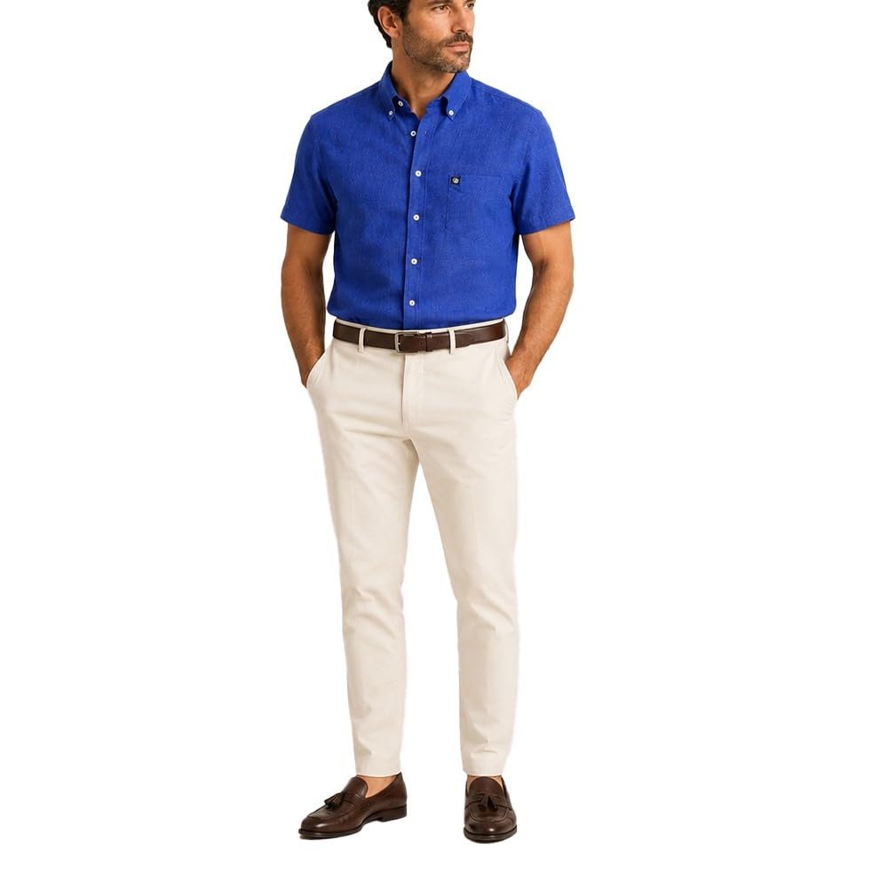 Camicia Manica Corta in Lino e Cotone, vestibilità Classica 15362-259