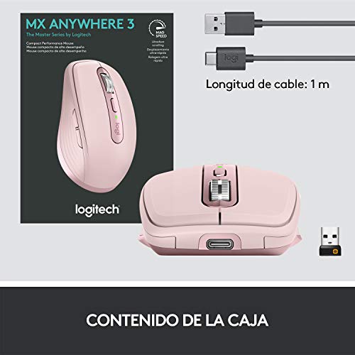 Mouse sem fio Logitech MX Anywhere 3 Compacto, Confortável, Uso em Qualquer Superfície, USB Unifying