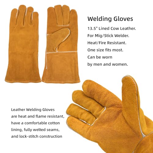 Image of VASTOOLS Welding Accessories,Welding Chipping Hammer, Leather Welding Gloves 13.5 inch,6-in-1 Welpers Pliers 7 inch,Wire Brush 11 inch,for Welder