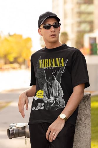 Image of CAPTCHA Men's Oversized Tshirt in Black - Nirvana Wings