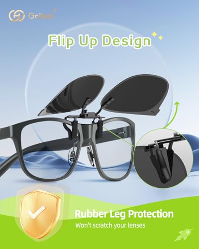 Goiteia Kids Clip on Sunglasses Polarised over Prescription Glasses for Boys Girls,Flip Up,UV400 Protection,Compact Fit - Image 5