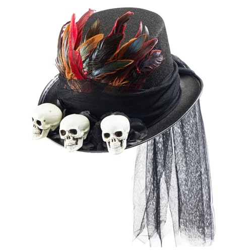 Sombrero steampunk de copa cómodo anticaída para disfraces con calaveras