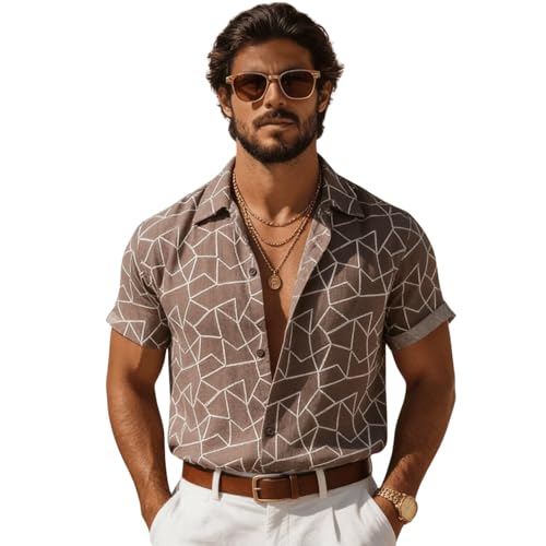 Image of Lymio Men Shirt || Men Embroidery Design Shirt || Half Slevee Shirt Men || Cotton Shirt (Available Also Packs) (Embro-Zigzag)