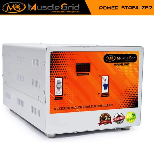 Image of MuscleGrid Double Phase 10KVA Heavy Duty Electricity Bill Reducer Mainline Voltage Stabilizer (Can be Used as Single Phase) 100v to 500v
