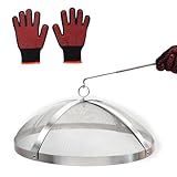 Spark Screen for Solo Stove Bonfire 19.5-Inch, Stainless Steel Mesh Cover with Removable Handle, Fire Pit Spark Guard for Patio, Backyard, Camping