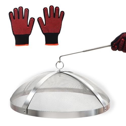 Spark Screen for Solo Stove Bonfire 19.5-Inch Stainless Steel Mesh Cover with Removable Handle Fire Pit Spark Guard for Patio Backyard Camping