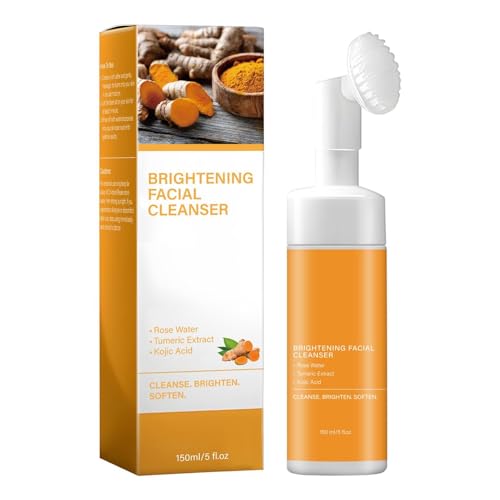 Limpiador Facial Espumoso,150ml Hidratante Iluminadora con Cúrcuma - Limpiador Facial Hidratante - para Viajes Residencias Salones Negocios Mujeres Hombres Piel Seca Grasa y
