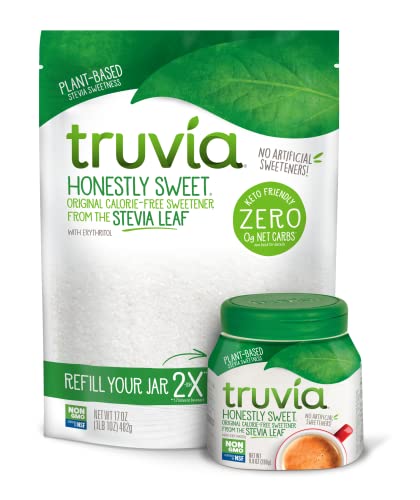 Truvia Spoonable Jar And Refill Bag Bundle (Pack Of 2), Includes One 9.8Oz Jar And One 17Oz Refill Bag Of Truvia Naturally Sweet Calorie-Free Sweetener From The Stevia Leaf #TOP2