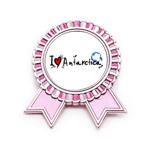 Broche métallique rose motif cœur Antarctica inscription taille M pour manteau