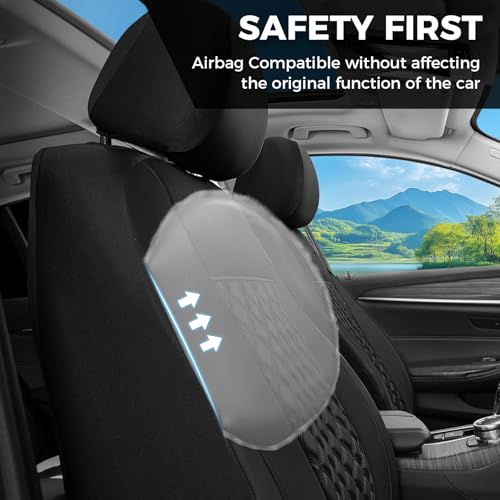Image of FLORICH Seat Covers, Front Seat Covers 2 PCs, Automotive Seat Cover for Cars, Luxury Leather Universal Seat Cover Accessories Fit for Most Cars SUV Truck Sedans(Black)