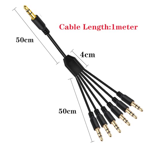 Cable con divisor de audio 3.5mm de 1 a 2 vías 1 metro miniatura 4