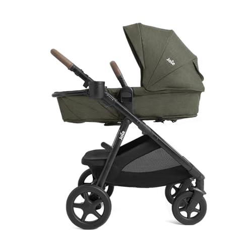 Image of Joie Ginger 4-in-1 Convertible Pramette and Stroller with A Deep Recline, Height Adjustable seat, All-Terrain Wheels, Extra Storage - for Newborns and Toddlers (Forest)