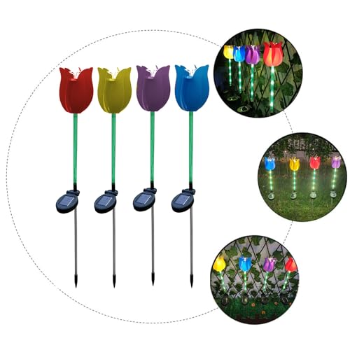 Image of GIGAWATTS GW-909 Tulip Solar Garden Light | 6 LED Solar Light Outdoor Garden with 600mAh Battery, BIS Approved, Waterproof Garden Solar Lights for Pathway & Lawn Decoration (Pack of 1, Warm White)