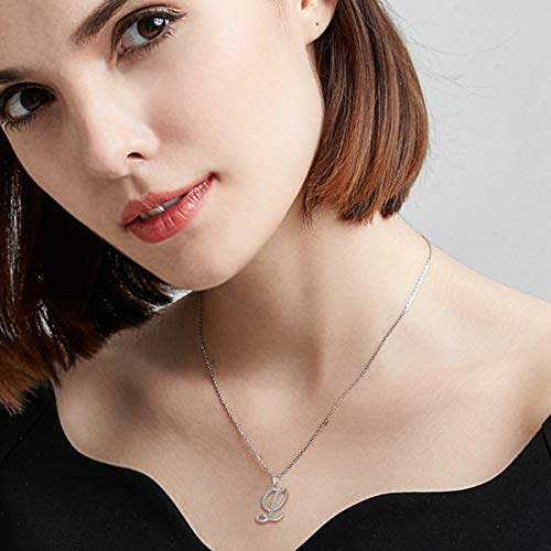 Collier lettre écriture cursive pendentif alphabet initial argent 925 zircon